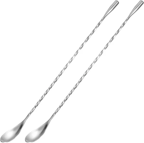 Vista 10 de uxcell Cuchara de bar para mezclar cócteles, 2 cucharas de acero inoxidable de mango largo de 12 pulgadas, cucharas de mezcla de bebidas con mango