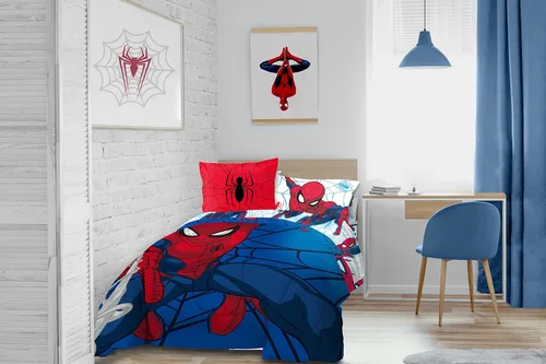 Vista 7 de Jay Franco Marvel Spiderman Webtastic - Juego de ropa de cama de 5 piezas tamaño individual, incluye edredón reversible y juego de sábanas, ropa