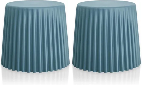 Vista 15 de 2xhome Juego de 2 taburetes apilables modernos Mesa auxiliar versátil moldeada de plástico, otomana, sillas Resistente a la intemperie para uso