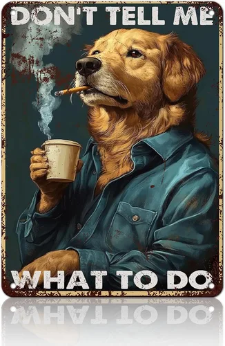 Vista 19 de KIYOYO Basset Hound Dog - Cartel de metal vintage de hound con texto en inglés "Before Coffee After Coffee" (Antes del café después del café)