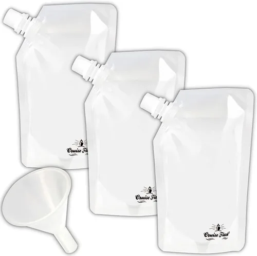 Vista 9 de Juego de envases Cruise Flask para viaje ocultables y reutilizables, para llevar alcohol a donde sea., Transparente