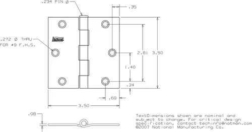 Vista 5 de National Hardware Bisagra para puerta resistente, 3-1/2", acero inoxidable