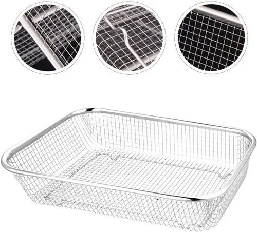Vista 8 de BESTonZON Escurridor de mesa cuadrada Rectangular Alimentos para el hogar multifunción La bandeja de enjuague Servidor de acero Verduras Cuenca