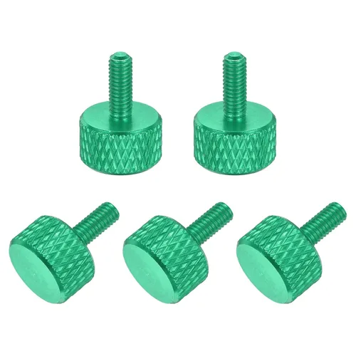 Vista 123 de MECCANIXITY 5 piezas M6x14mm Tornillos de pulgar estriado de cabeza plana, pernos de rosca completa de aleación de aluminio sólido para carcasas