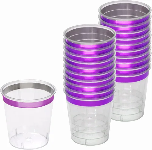 Vista 5 de Zappy 124 vasos de chupito de plástico neón, 1 oz, varios colores neón, desechables y reutilizables, sin BPA, perfectos para bodas, reuniones