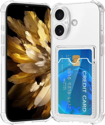 Vista 16 de Funda compatible con iPhone 13 con tarjetero, funda tipo cartera, transparente, delgada, suave, protectora a prueba de golpes, antiarañazos, funda
