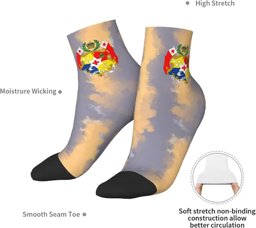 Vista 7 de Coat Of Arms Of Tonga Ankle Socks Winter Low Cut Sports Warm Comfort Breathable Casual Socks For Mens And Womens