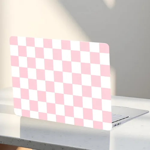 Vista 48 de Funda compatible con MacBook Air de 13 pulgadas (versión 2010-2017). Modelos: A1466 / A1369, funda rígida de piel crema texturizada a cuadros, sin