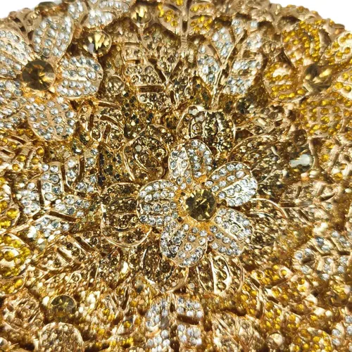 Vista 34 de Boutique De FGG Bolso de noche de flores de embrague de cristal de lujo para mujer, bolso de boda nupcial, bolso
