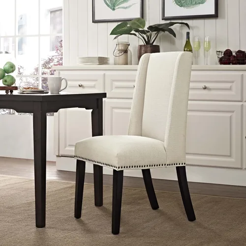Vista 2 de Modway MO- Baron - Silla tapizada de madera con respaldo alto, diseño moderno, color beige