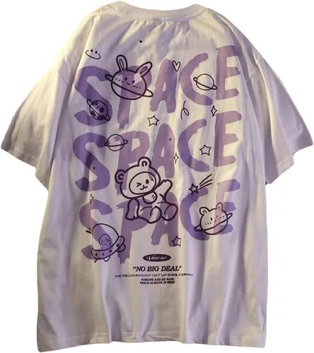 Vista 10 de Camiseta gótica para mujer, Y2K Harajuku, tops gráficos de algodón, ropa de anime 586 Gris Oscuro
