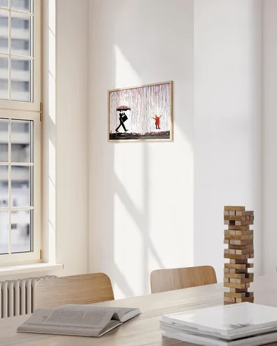 Vista 6 de HAUS AND HUES Banksy - Póster de Banksy con diseño de graffiti de lluvia colorida para decoración de pared de Banksy póster de Banksy pintura