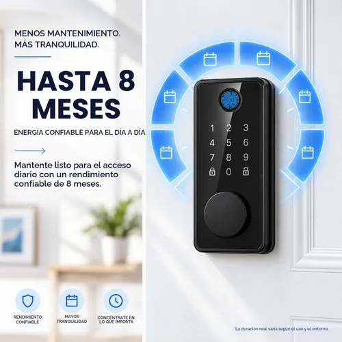Vista 9 de Cerradura de puerta de huellas dactilares, cerrojo sin llave para puerta