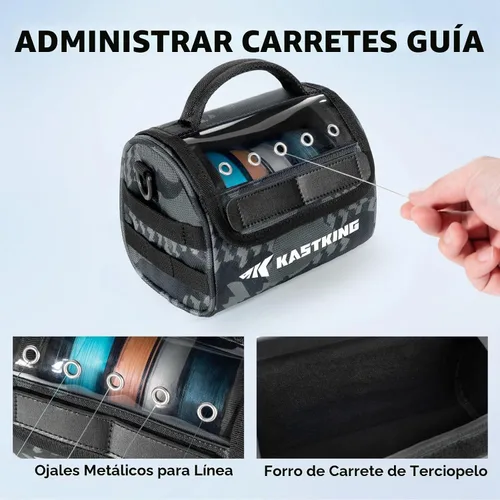 Vista 5 de KastKing BaitSpace Bolsa de gestión de línea, bolsa de almacenamiento de línea de pesca con nailon resistente al agua, ventana transparente, divisor