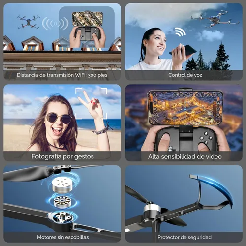 Vista 2 de Drones with Camera for Adults 4K, Beginner RC Drone with Anti-Lost Alarm