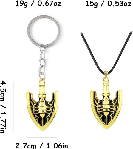 Vista 2 de Mullike Anime JJBA JOJO Necklace Red Stone of Aja Necklace Stand Insect Arrow Pendant Necklace Keychain Set Gift for Men Fans Women