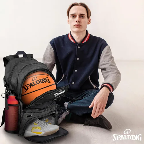 Vista 8 de Spalding Mochila deportiva de baloncesto Mochila grande negra con compartimento para zapatos y pelotas Regalos para jugadores de baloncesto