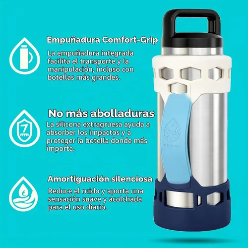 Vista 3 de Funda protectora de silicona para botella con asa, accesorios para botella de 26 oz y 36 oz de acero inoxidable