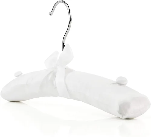 Vista 3 de HANGERWORLD Paquete de 3 perchas acolchadas de satén para niños pequeños, perchas acolchadas de 11.8 pulgadas, color blanco suave, para bebés, niños