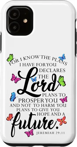 Vista 7 de iPhone 16 Christian Faith Jeremiah 29 11 Inspiring Butterfly Art Women Case