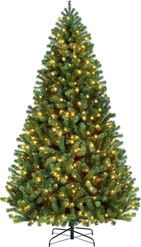 Vista 19 de [Usado] Yaheetech Árbol de Navidad artificial de pino abeto negro con bisagras y luces incorporadas de 4.5 pies para Halloween, árbol de Navidad