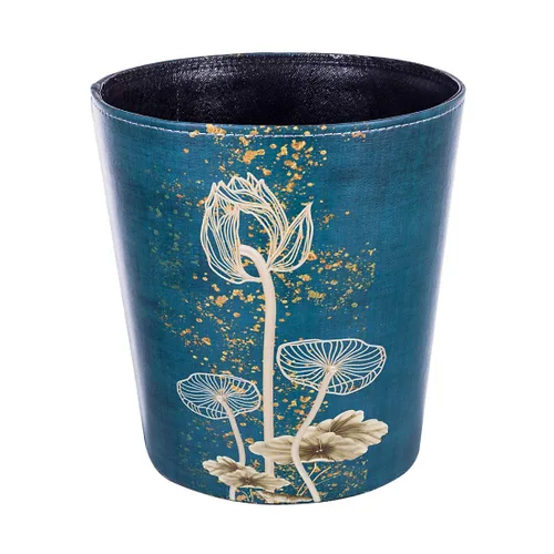 Vista 14 de Cubo de basura de cuero, cesta de basura decorativa retro, canasta de papel pequeña de capacidad de 10 L, bote de basura impermeable para baño
