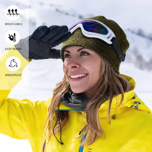 Vista 5 de Lvaiz - Gorro de invierno con forro polar para hombre, reversible, resistente al viento, cálido, para mujer