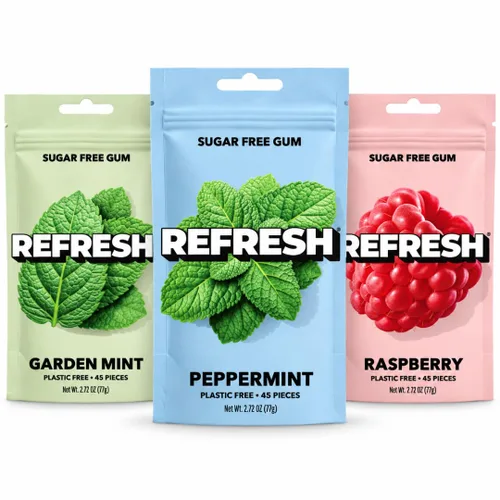 Vista 15 de Refresh Gum Peppermint, goma de mascar de xilitol natural sin azúcar, 45
