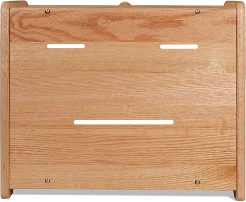 Vista 6 de CONSDAN Panera de madera maciza de roble para encimera de cocina, contenedor de pan de doble capa para almacenamiento de pan, caja de pan de gran