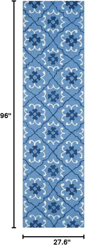 Vista 2 de SAFAVIEH Four Seasons Collection FRS234A - Alfombra de pasillo floral con gancho a mano, 2 pies 3 pulgadas x 8 pies, color azul/marfil