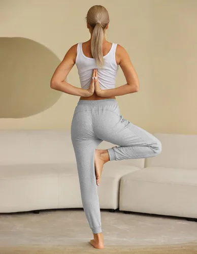 Vista 3 de PULI Pantalones deportivos de entrenamiento para mujer, de algodón, con bolsillo con cremallera