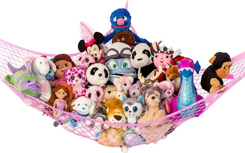 Vista 6 de Hamaca para animales de peluche, grande, almacenamiento de animales de peluche en esquina y red de peluche, hamaca de juguete para animales