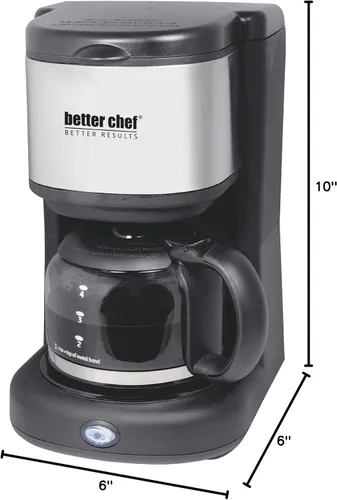 Vista 2 de Better Chef IM-104S Better Chef - Cafetera de 4 tazas con detalles de acero inoxidable, color negro