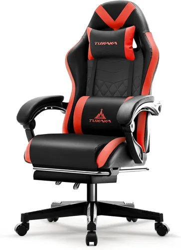 Vista 8 de Silla para Videojuegos, Silla de Oficina Ergonómica con Masaje, Asiento de Computadora con Reposapiés, Cojín de Muelles de Bolsillo, Silla