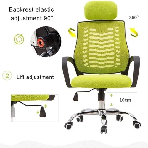 Vista 4 de Silla ergonómica de oficina, silla de malla con malla elástica, cojín transpirable, ajuste multifunción