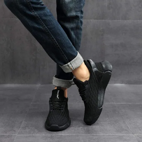 Vista 5 de Slow Man Zapatos de correr para hombre, zapatos de caminar para hombre, de malla de punto, transpirables, zapatos deportivos sin cordones, cómodos