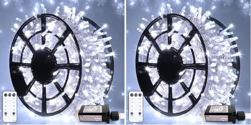 Vista 67 de JMEXSUSS - Tira de 100 luces led para interiores, 8 modos, enchufables, parpadeantes, 33 pies, luces navideñas para exteriores, a prueba de agua