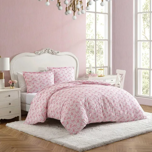 Vista 2 de Betsey Johnson - Juego de funda de edredón tamaño twin, ropa de cama de algodón suave con funda de almohada a juego, artículos esenciales
