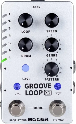 Vista 7 de Pedal de guitarra con máquina de batería MOOER con 121 ritmos de batería, 11 estilos musicales, 7 ranuras de ritmo, función de relleno, botón