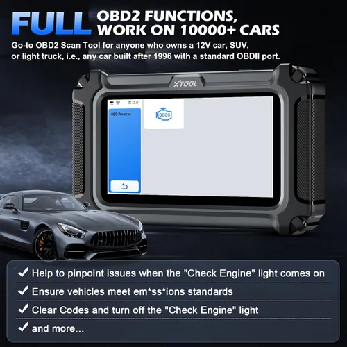 Vista 5 de XTOOL D5 OBD2 Escáner lector de código de automóvil, herramienta de escaneo de diagnóstico de transmisión ABS SRS con 10 reinicios, servicio EPB