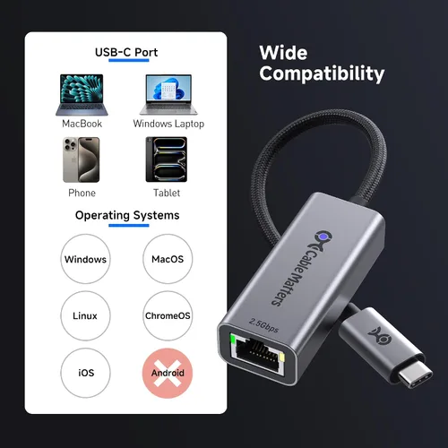 Vista 6 de Cable Matters - Adaptador USB C a Ethernet de 2,5 Gb, velocidad de red de 2,5 Gigabit 2.5 Gigabit Ethernet a USB C, compatible con USB4
