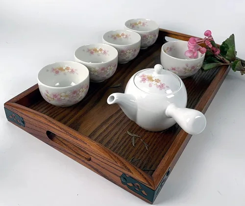 Vista 5 de JapanBargain 4701, juego de té japonés de porcelana para adultos, té chino asiático oriental estilo china, flor de cerezo, hecho en Japón (Sakura)