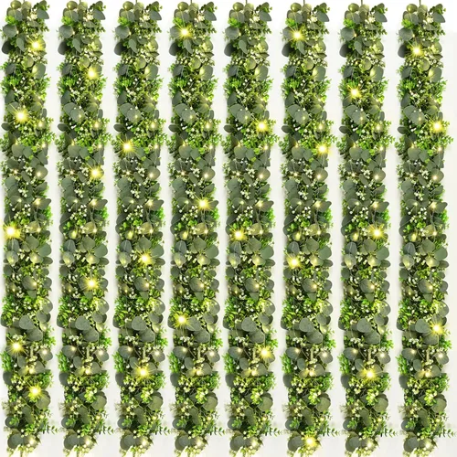 Vista 18 de Waipfaru 2 guirnaldas de eucalipto con margaritas 3D, guirnalda verde con flores, hojas de eucalipto artificiales de 5.9 pies, enredaderas