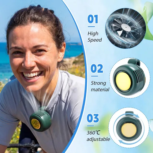 Vista 4 de Paquete de 6 mini ventiladores silenciosos portátiles sin aspas Verde