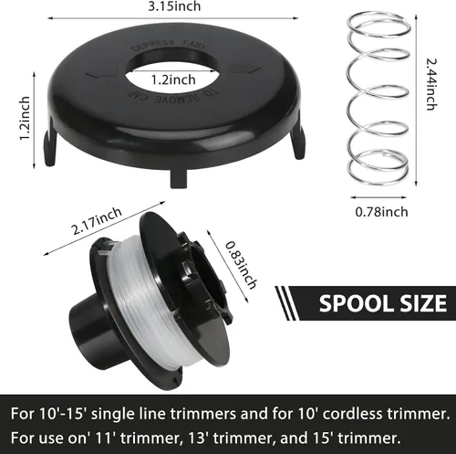 Vista 2 de THTEN 88175 - Carrete de recortadora de 30 pies y 0.065 pulgadas, compatible con Toro 51256, 51301, 51302, 51303, 51304, 51305, carrete de repuesto