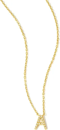 Vista 2 de Ross-Simons Collar con inicial acentuada de diamante en oro de 18 quilates sobre plata de ley