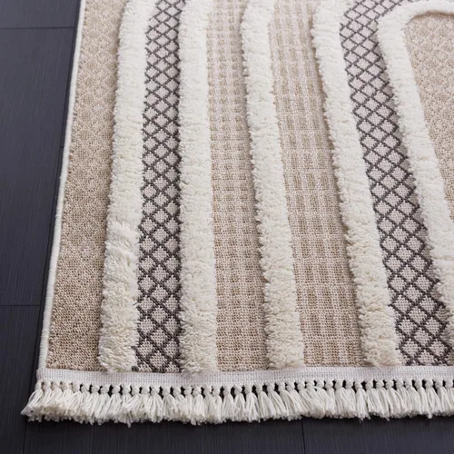 Vista 4 de SAFAVIEH Urban Collection URB210B - Alfombra para pasillo, 2 pies 2 pulgadas x 8 pies, beige y marfil, diseño moderno de flecos con borlas