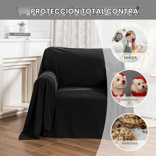Vista 3 de MYSKY HOME Fundas negras para sofá reclinable, funda de sofá modular antideslizante para perro, fundas de sofá para sofá, protector de sofá