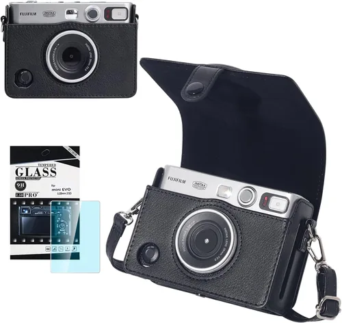 Vista 11 de CAIYOULE - Funda para cámara instantánea Fujifilm Instax Mini EVO, color negro Protective Camera Accessories Kit for Instax Mini EVO with Picture