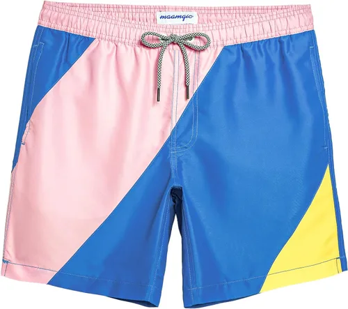 Vista 21 de maamgic Traje de baño para hombre, de secado rápido, con forro de malla, divertido traje de baño de 7 pulgadas Raya azul